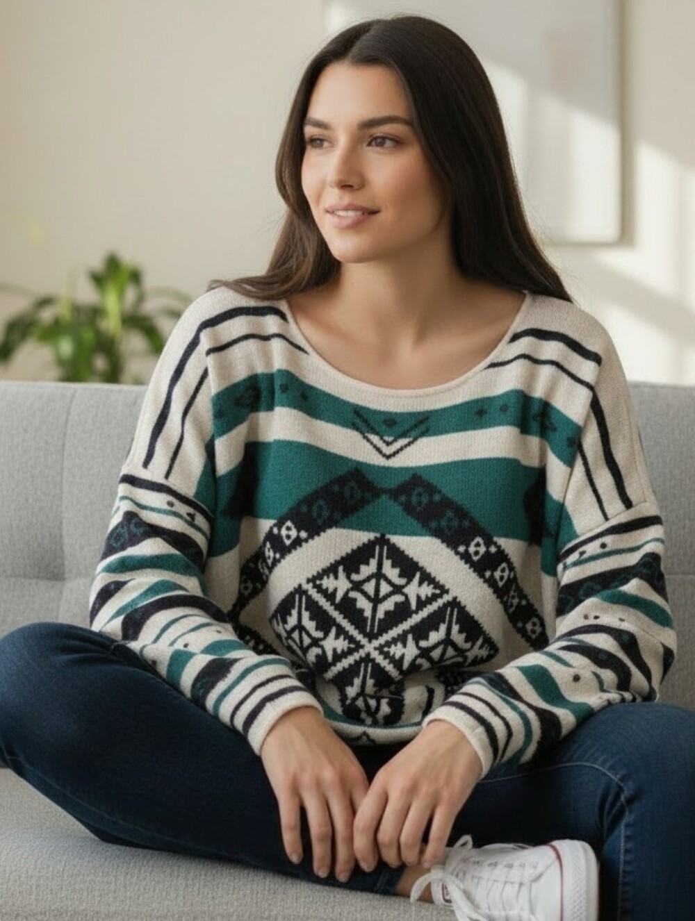 Natural Reflections Aztec Design Pullover Sweater - Size 2X